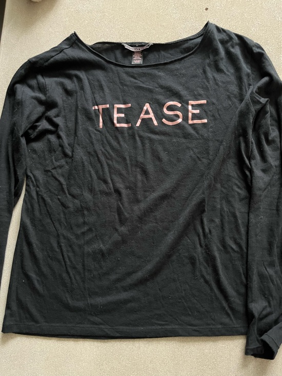 Victoria's Secret Tops - Victoria's Secret Black Long Sleeve “TEASE” Tee